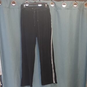 New York Laundry Black Velour Sweatpants with White Stripes
